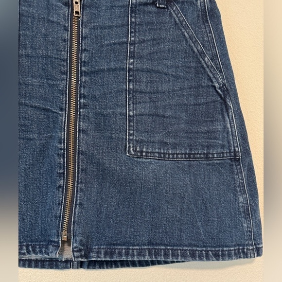 Madewell Utility Denim Zipper Front 70s Hippie Mini Blue Jean Skirt Size 26 - Picture 6 of 12